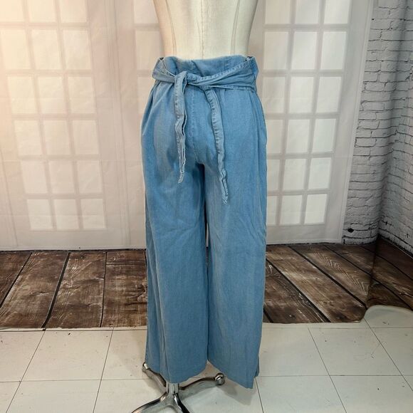 INC International Concepts light Blue Denim chambray wide leg Pants Size 10 - Picture 6 of 10